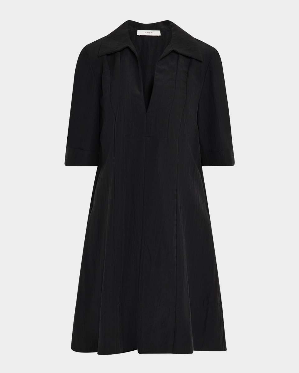 Short-Sleeve A-Line Short Dress